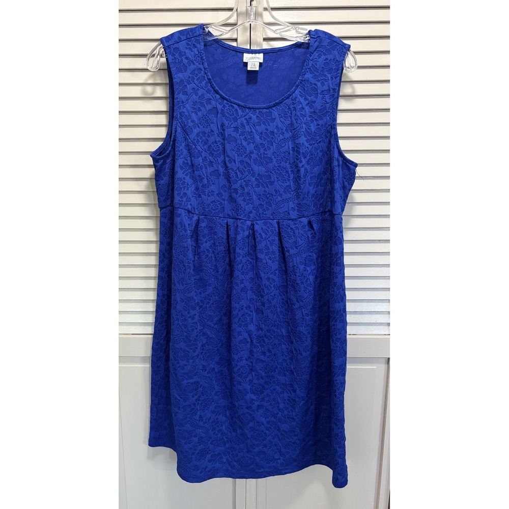 Motherhood Blue Midi Fit Flare Dress‎ Size XL Sleeveless Scoop Pleated